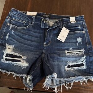 Women's Judy Blue Dark Blue frayed Jean Shorts 2xl